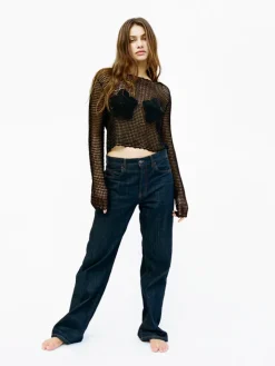 Réalisation Par Knitwear|Tops^Crochet Flower Top - Black