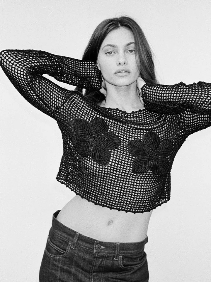 Réalisation Par Knitwear|Tops^Crochet Flower Top - Black