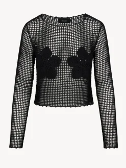 Réalisation Par Knitwear|Tops^Crochet Flower Top - Black