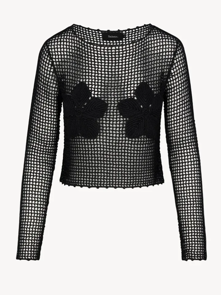Réalisation Par Knitwear|Tops^Crochet Flower Top - Black
