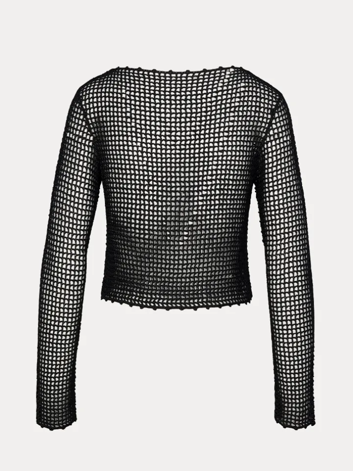 Réalisation Par Knitwear|Tops^Crochet Flower Top - Black